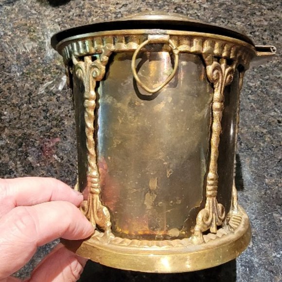 Antique Ornate Brass English Tea Caddy With Hinged Lid - Picture 6 of 12